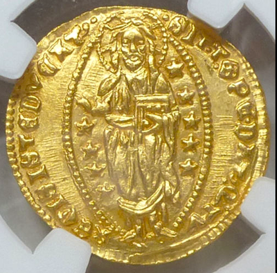 ITALY   1382-1400  GOLD  "JESUS CHRIST"  COIN  ~ NGC 64 MS ~ DUCAT 600+ YEARS OLD! 4