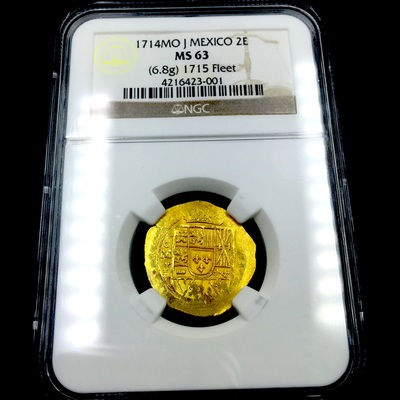 Mexico 2 Escudos 1714 "1715 Plate Fleet Shipwreck" NGC 63 10