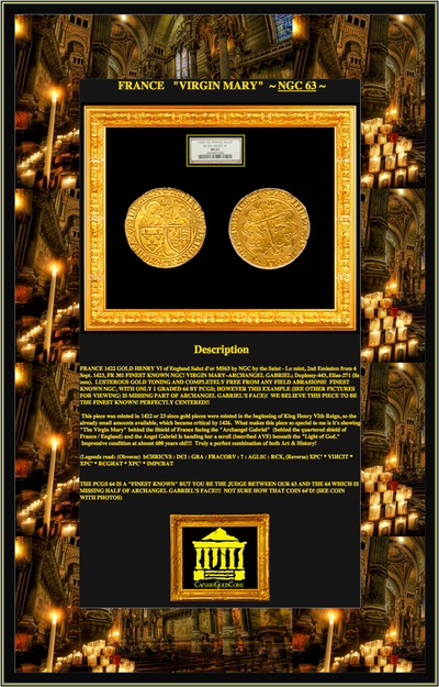 FRANCE 1422 GOLD HENRY VI of England Salut d'or MS63 NGC FINEST KNOWN NGC! 5