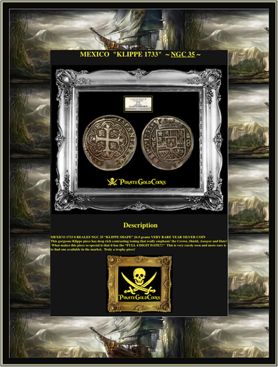 MEXICO   1733  "KLIPPE"  8 REALES  ~ NGC 35 ~ 5