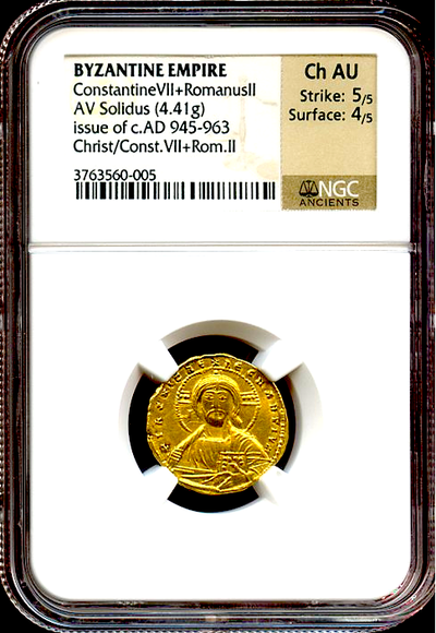 BYZANTINE EMPIRE 945-59AD "JESUS CHRIST"  ~ NGC CH AU 5 x 4 ~ 5