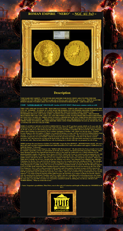 ROMAN EMPIRE  "NERO"  54-68 AD  AV AUREUS  ~ NGC AU 5x3 ~ NERO  CAESAR  AUGUSTUS 5