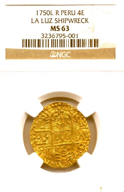 Peru 4 Escudos 1750 NGC 63 3