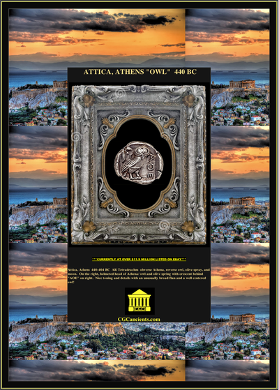 ATTICA, ATHENS  440-404 BC  TETRADRACHM ATHENA OWL  ~ NGC AU 4x5 ~ 5