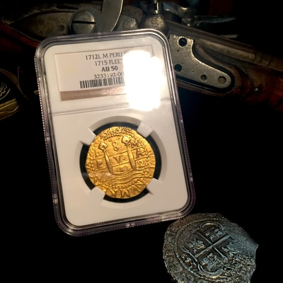 Peru 8 Escudos 1712 "1715 Plate Fleet" NGC 50 Double Date 4