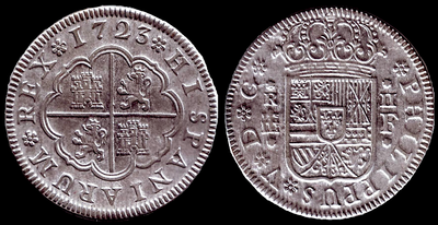 SPAIN 1723  2 REALES ~ NGC AU ~ 4