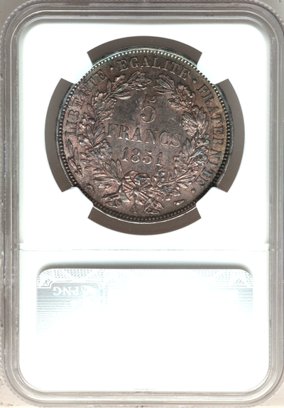 FRANCE   1851-A  5 francs  ~ NGC 58 ~ 4