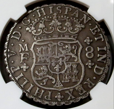MEXICO  1745/4   "PILLAR DOLLAR"  8 REALES  "SHIPWRECK REYGERSDAHL" ~ NGC 40 ~ 6