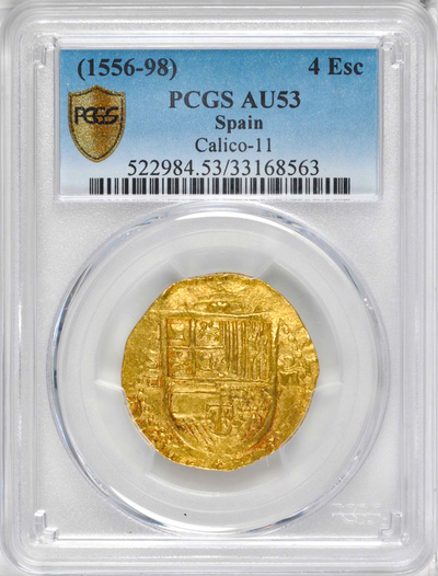 Spain 4 Escudos "King Philip II" 1556-98 PCGS 53 12