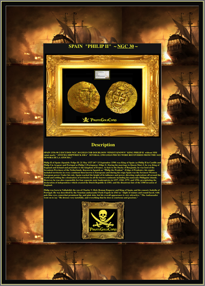 Spain 2 Escudos 1556-98 "Philip II" NGC 30 5