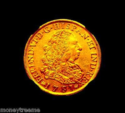 Peru 8 Escudos "King Ferdinand VI" 1751 NGC 55