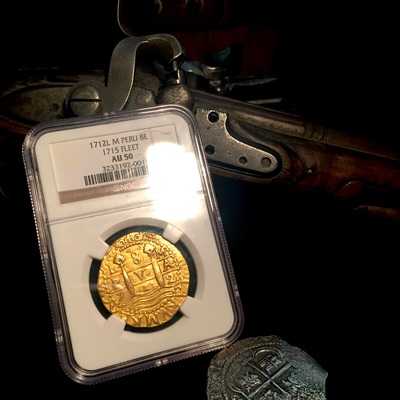 Peru 8 Escudos 1712 "1715 Plate Fleet" NGC 50 Double Date 8