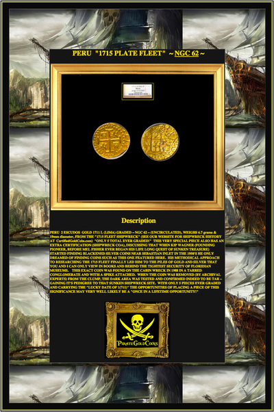 Peru 2 Escudos 1711 "1715 Plate Fleet Shipwreck" NGC 62 Only 5 Known 5