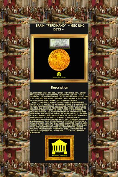 SPAIN  1476  2 EXCELLENTES  "FERDINAND & ISABEL"  NGC UNC 3