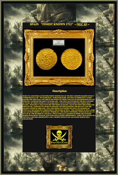 Spain 8 Escudos 1712 NGC 63 Finest Known 7