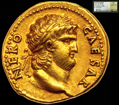 ROMAN EMPIRE  "NERO"  54-68 AD   AV AUREUS  ~ NGC AU 5x4 ~  NERO  CLAUDIUS  CAESAR  AUGUSTUS 2