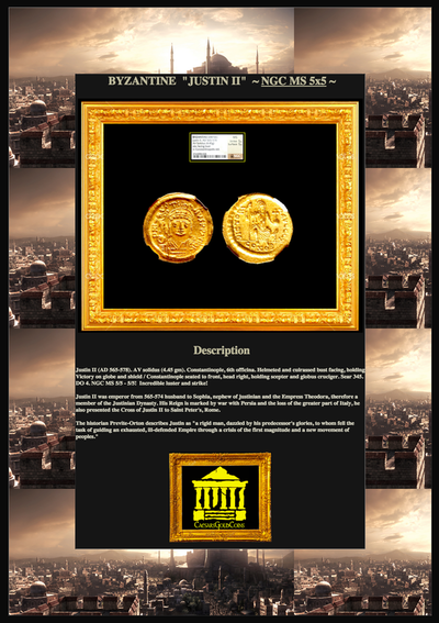 BYZANTINE EMPIRE  "JUSTIN II"  ~ NGC MS 5 x 5 ~ 4