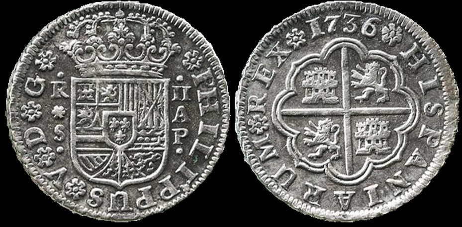SPAIN  1736  2 REALES  ~ NGC AU ~