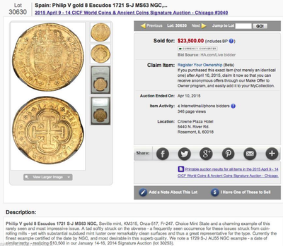 Spain 8 Escudos 1712 NGC 63 Finest Known 5