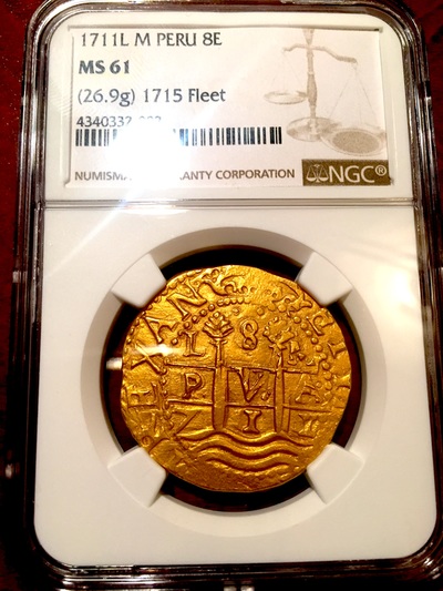 Peru 8 Escudos 1711 "1715 Plate Fleet" NGC 61 12