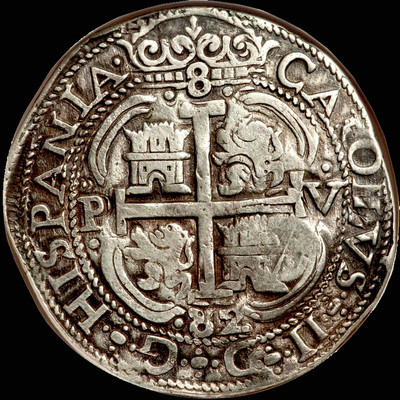 BOLIVIA  POTOSI  8 REALES  1682  "ROYAL"  CHARLES II ~ NGC 30 ~ 6