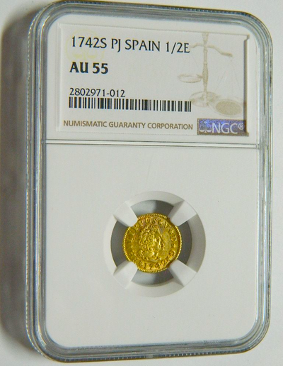 Spain 1/2 Escudo 'King Philip V' NGC 55 2