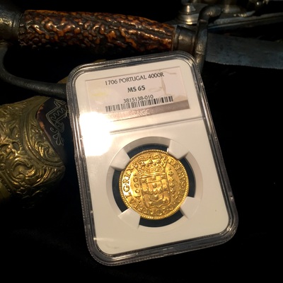 PORTUGAL 1706 GOLD 4000 REIS  ~ NGC 65 ~ FINEST KN.! "LISBON MINT" KING PEDRO II (PETER) - ONLY 3 GRADED 3