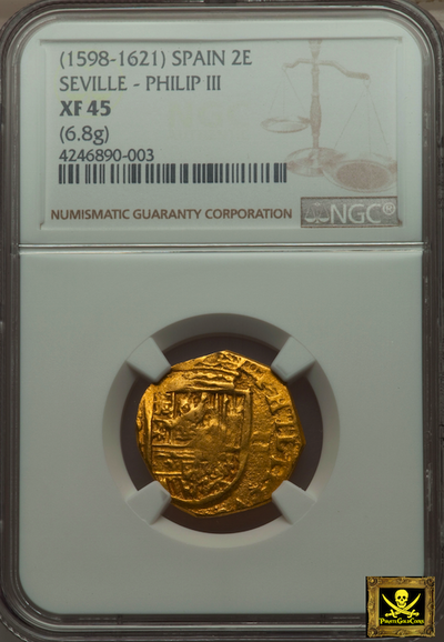 Spain 2 Escudos 1598-1621 "Philip III" NGC 45 2