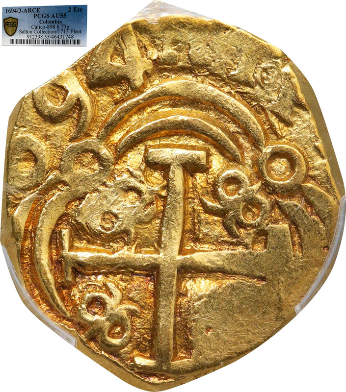 Colombia 2 Escudos 1694/3 "Unique & Finest Known" PCGS 55