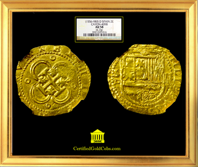 Spain 2 Escudos 1556-98 NGC 58 10