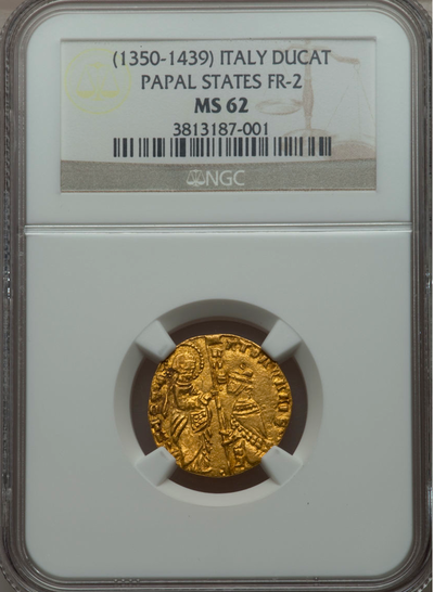 ITALY  1350-1439  DUCAT  "JESUS CHRIST"  ~ NGC 62 ~ 2