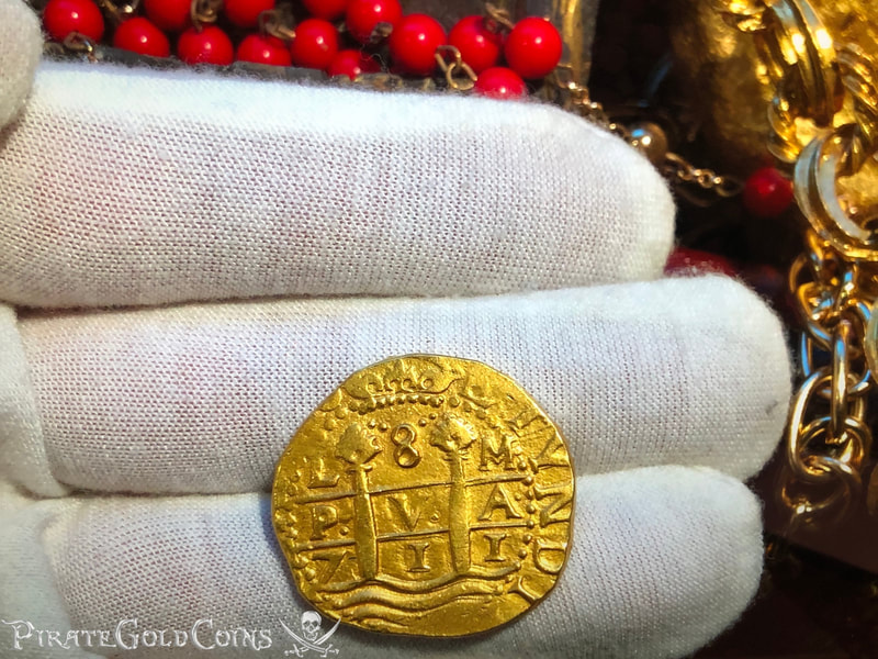 Peru 8 Escudos 1711 "1715 Fleet Shipwreck" RAW Pirate Gold Coins 3