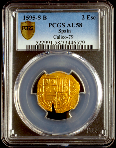 Spain 2 Escudos 1595 "Full Dated" PCGS 58 4