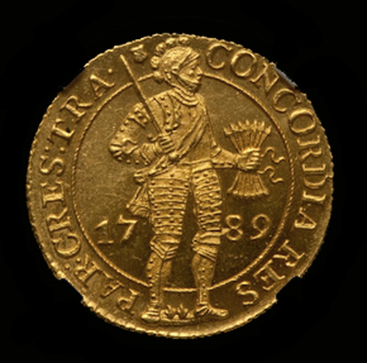 NETHERLANDS 1789 "SWORDSMAN" 2 DUCAT GRADED ~ NGC 64 ~