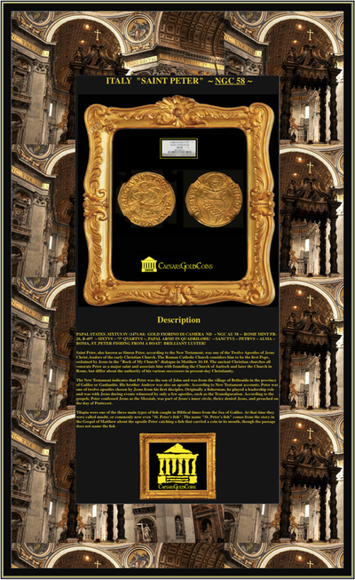 ITALY   1484-92  FIORINO  "SAINT PETER FISHING BOAT"   ~ NGC 58 ~  PAPAL STATES 5