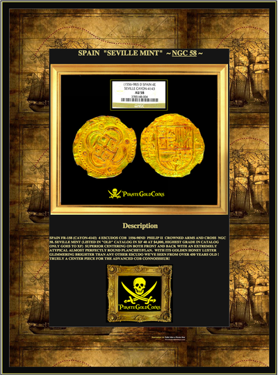 Spain 4 Escudos "King Philip II" 1556-98 NGC 58 3