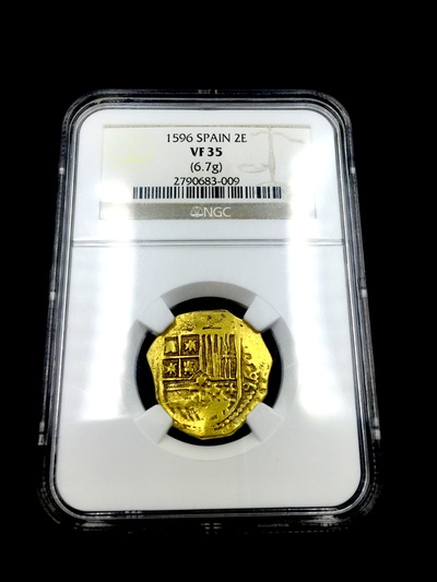 Spain 2 Escudos 1596 "Dated" NGC 35 2