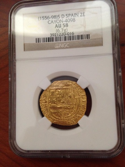 Spain 2 Escudos 1556-98 NGC 58 11