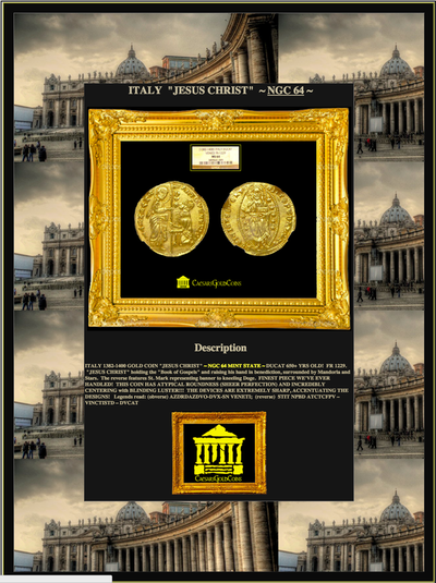 ITALY   1382-1400  GOLD  "JESUS CHRIST"  COIN  ~ NGC 64 MS ~ DUCAT 600+ YEARS OLD! 5