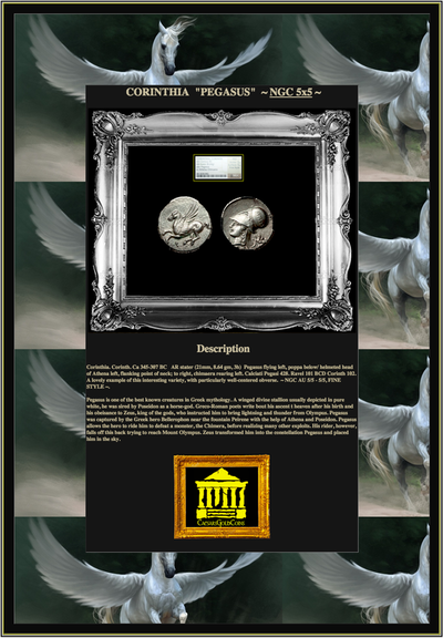 CORINTHIA CORINTH  345BC  "PEGASUS & ATHENA"  ~ NGC AU 5 x 5 FINEST STYLE ~  AR STATER  SILVER 4