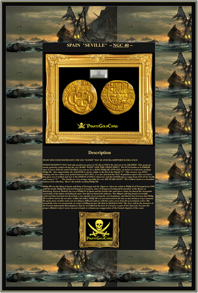 Spain 2 Escudos 1611 "Dated- Seville" NGC 40  7