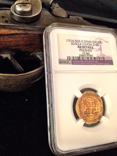 Spain 1 Escudo 1516- 1556 NGC AU DETAILS 4