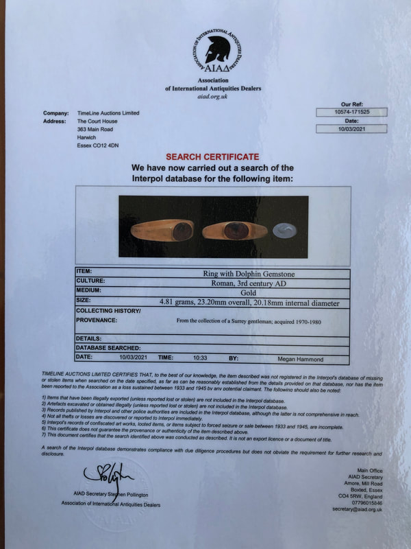 Gold Roman Ring 3rd Century AD with Dolphin Gemstone 2