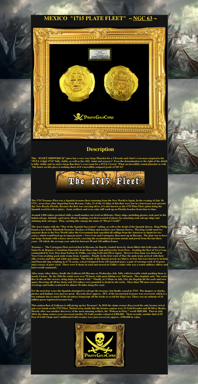 Mexico 2 Escudos 1714 "1715 Plate Fleet Shipwreck" NGC 63 9