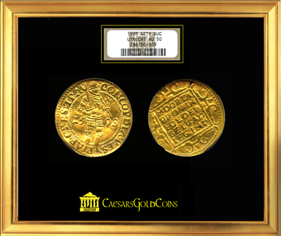 NETHERLANDS (DUTCH) GOLD DUCAT 1598 NGC 50 “SHIPWRECK" 3