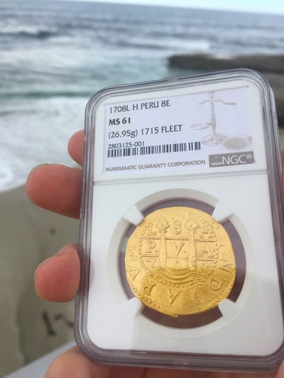 Peru 8 Escudos 1708 "1715 Fleet" NGC 61 Only 5 Known 12
