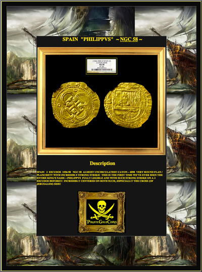 Spain 2 Escudos 1556-98 NGC 58 4