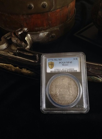 MEXICO  8 REALES  1770 PILLAR DOLLAR  ~ PCGS 45 ~