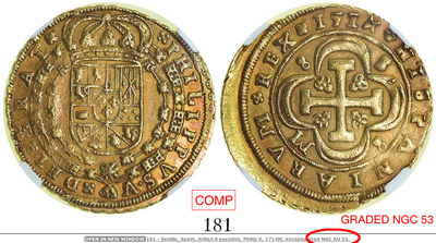 Spain 8 Escudos 1700 "Charles II" NGC 53 Only 1 Known 12