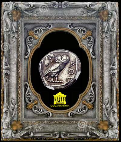 ATTICA, ATHENS 460- 440 BC   TETRADRACHM  ATHENA  OWL,  OLIVE FIG                      ~ NGC ch XF 4 x 3 ~ 2